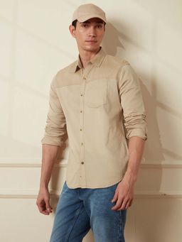 WROGN - Cut And Sew Slim Fit Shirt - Khaki