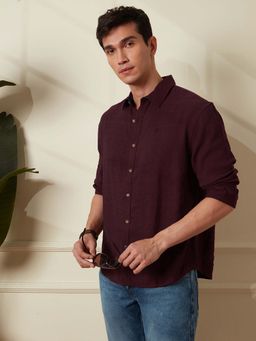 WROGN - Textured Comfort Fit Shirt - Maroon