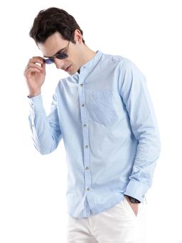 WROGN - Light Blue Mandarin Collar Shirt