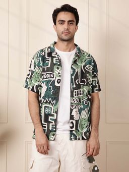 WROGN - Aop Fluid Viscose Shirt - Green