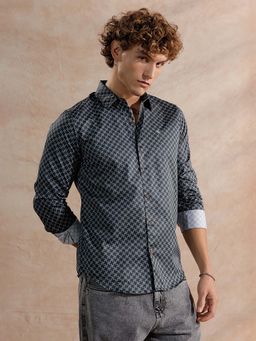 WROGN - Printed Satin Slim Fit Shirt - Black