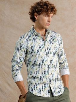 WROGN - Printed Satin Slim Fit Shirt - White