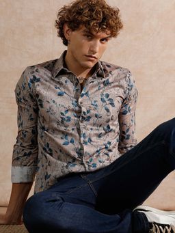 WROGN - Printed Satin Slim Fit Shirt - Multi-Color