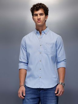 WROGN - Men's Casual Slim Fit Shirt - Blue