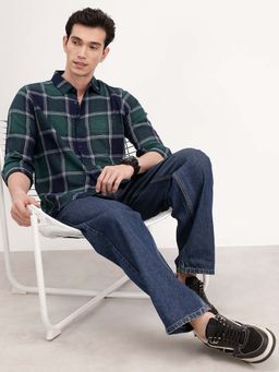 WROGN - Regular Fit Checkered Shirt - Dark Green