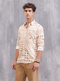 WROGN - Corduroy Printed Shirt In Slim Fit - Beige