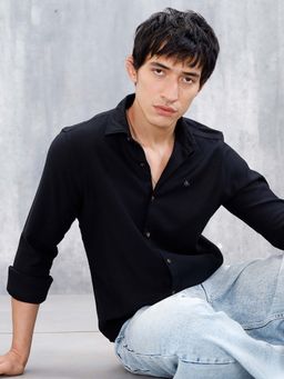 WROGN - Solid Men's Casual Slim Fit Shirt - Black