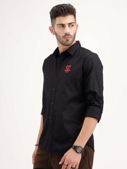 WROGN - Slim Fit Placement Printed Shirt - Black