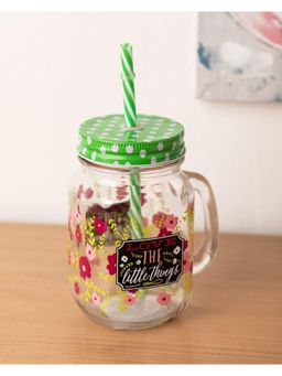 Voncasa - Mason Mug with Straw 450Ml