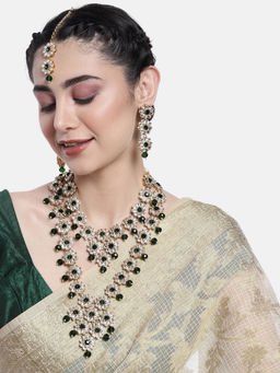 Peora - Bridal Short and Long Necklace Set with Earrings and Maangtikka Set