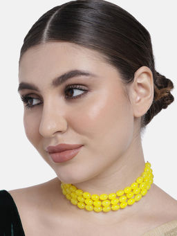 Peora - Yellow Beads Choker Necklace Stylish Fashion Jewellery