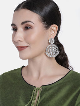 Peora - Indian Traditional Jewellery Silver Plated Chand Bali Moon Shape Earrings