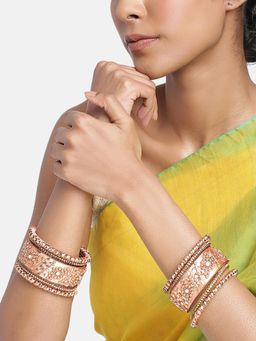 Peora - Peach Silk Thread Stones and Kundan Studded Bangles (Set of 10) (2.8)