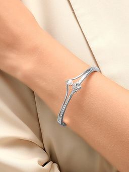 Peora - Silver Plated American Diamond Studded Bracelet Stylish Fashion Jewellery