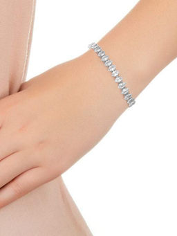 Peora - American Diamond Studded Rose Gold Plated Tennis Bracelet