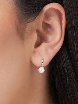 Peora - Pearl Studded Silver Plated Drop Earrings Fashion Stylish jewellery