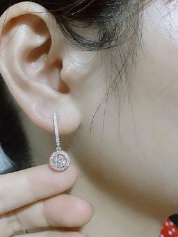 Peora - American Diamond Studded Gold Plated Hoop Drop Earrings Fashion Jewellery