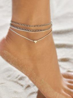 Peora - Silver Plated Western Style Anklet Payal Fashion Jewellery
