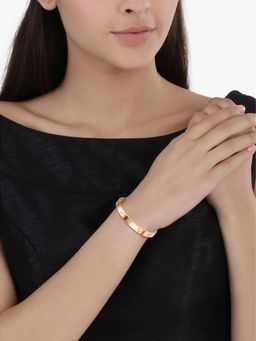 Peora - Rose Gold Plated Stainless Steel Kada Bracelet for Men and Women