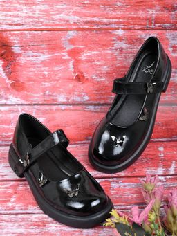 Jove - Women Black Solid Mary Jane Ballerinas Black