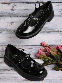 Jove - Women Black Solid Mary Jane Ballerinas Black