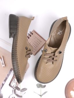 Jove - Women Khaki Perforated Casual Shoes Khaki