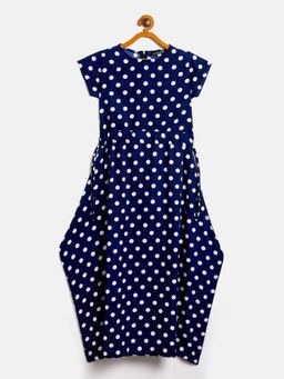 Uptownie - Girls Ankle Length Printed Dress Navy Blue