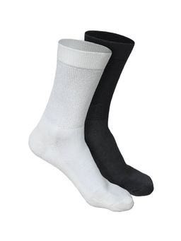 Heelium - Bamboo Crew Socks for Men - 2 Pairs - Black - White - Anti Odour - Breathable