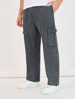 Styli - Grey Acid Washed Open Hem Oversized Cargo