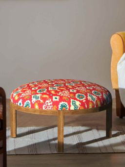 Chumbak - Bohemian Ottoman - Red Ikkat