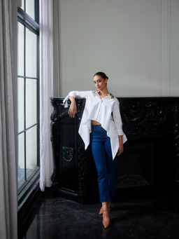 LABEL RUHBAB - Draped Embroidered Collar Neck