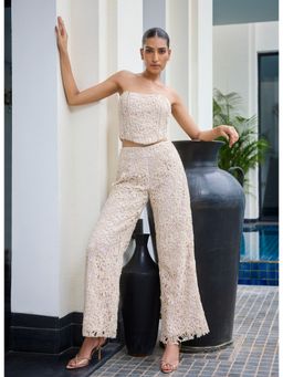 LABEL RUHBAB - Crochet Hand Embroidered Corset Top and Pant (Set of 2)