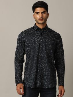 JadeBlue - Navy Blue Semi Formal Shirt In Pure Cotton