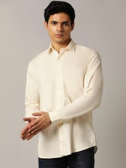 JadeBlue - Semi Formal Shirt Cotton Stretch Solid Design In Cream