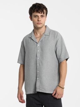 Campus Sutra - Men Moon Grey Waffle Knit Oversized Shirt