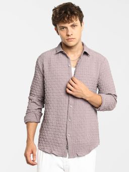 Campus Sutra - Men Lavender Textured Weave Shirt