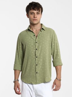 Campus Sutra - Men Pistachio Green Polka Dot Shirt