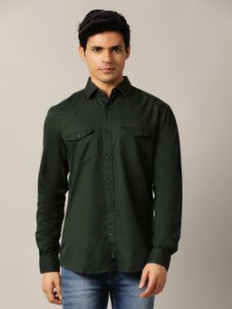JadeBlue - Casual Shirt Pure Cotton Solid Design In Dark Green