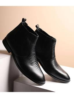 HAYES LONDON - Genuine Leather Chelsea Boots for Men - Black