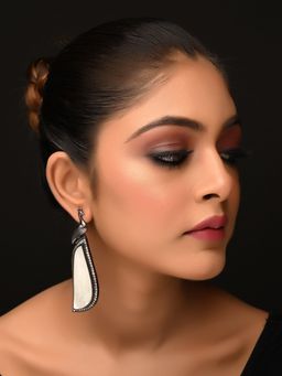 AG'S - Aarohi White Stone Peacock Rhodium Plated Boutique Earrings