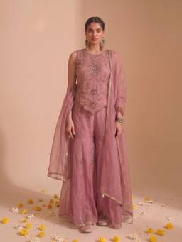 Autumnlane - Women Pink Embellished/Sequined Jacquard Co-Ord Set