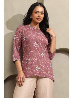 Soch - Women Purple Printed Rayon Tunic