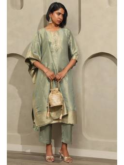 Soch - Women Green Woven Brocade Kurta and Pant with Dupatta