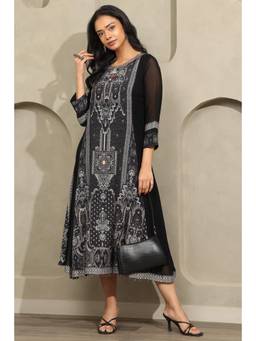 Soch - Women Black Printed Muslin Dress