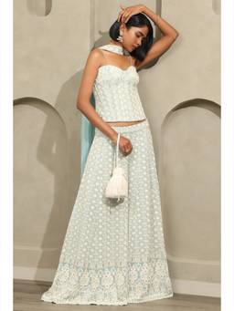 Soch - Women Blue Embroidered Georgette Co-Ord Set
