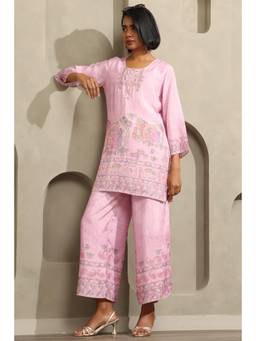 Soch - Women Pink Printed Muslin Co-Ord Set