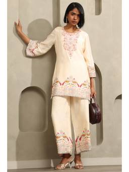 Soch - Women Cream Printed Muslin Co-Ord Set