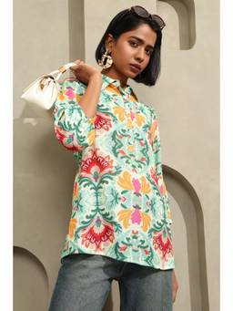 Soch - Women Green Printed Cotton Blend Tunic