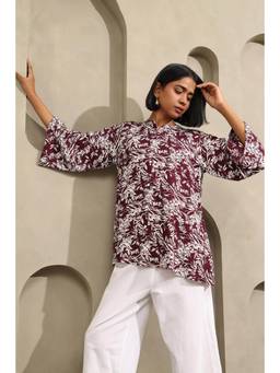 Soch - Women Wine Printed Rayon Tunic
