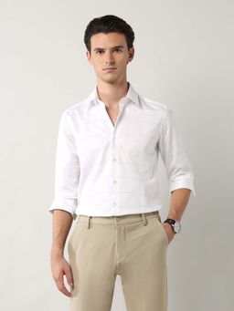 Arrow Newyork - Men White Checks Formal Shirt